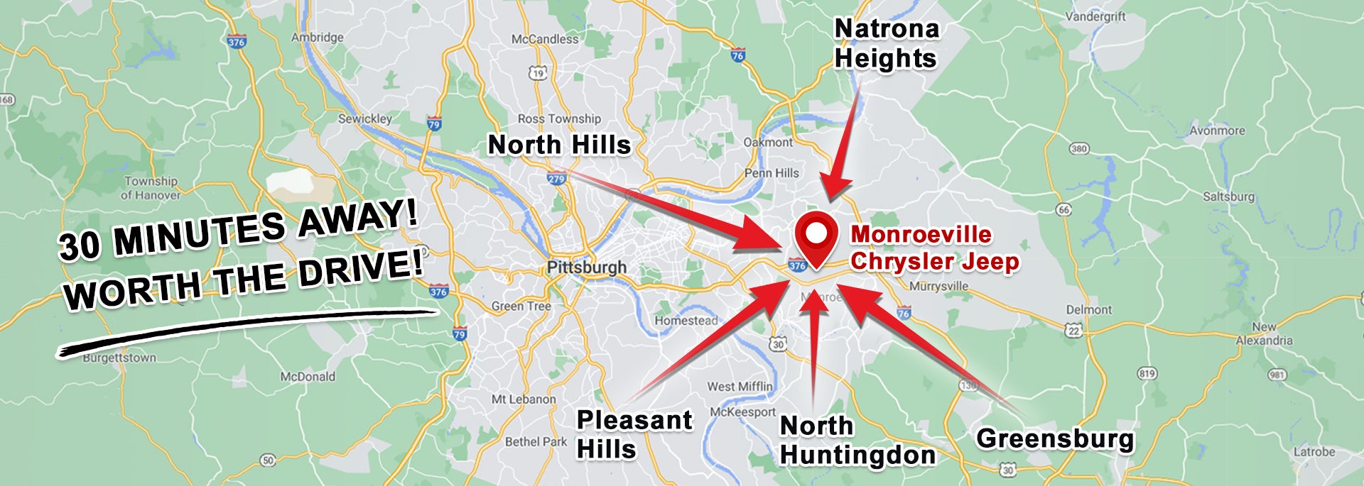 Map to Monroeville Chrysler Jeep